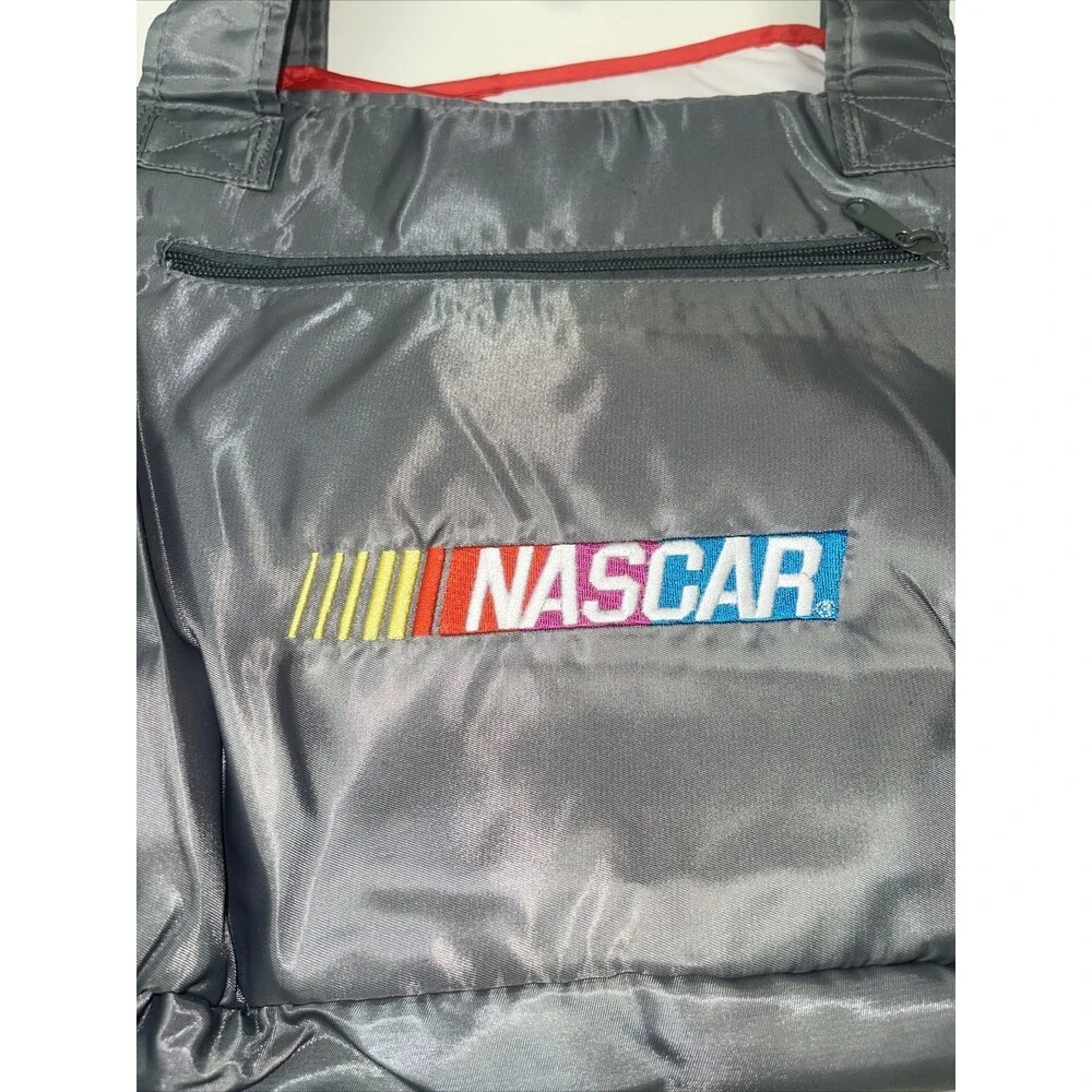 NASCAR Gray Diaper Bag With Changing Pad Zippered Pouch Magnetic Closure NEW NWT